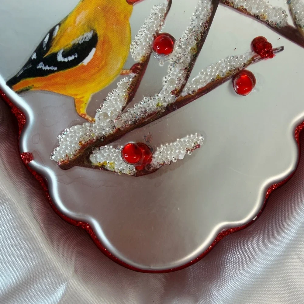 Gold Finch Song Bird Christmas Ornament with Gift Box by Valerie Parr Hill